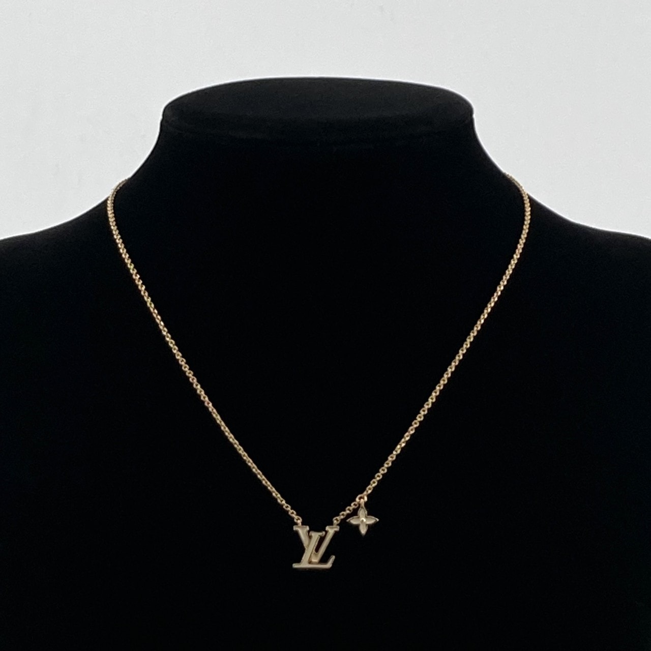 LOUIS VUITTON(ルイ・ヴィトン) LV アイコニック エナメル ブロン エナメル M01092 ネックレス 5.4g ゴールド×ホワイト