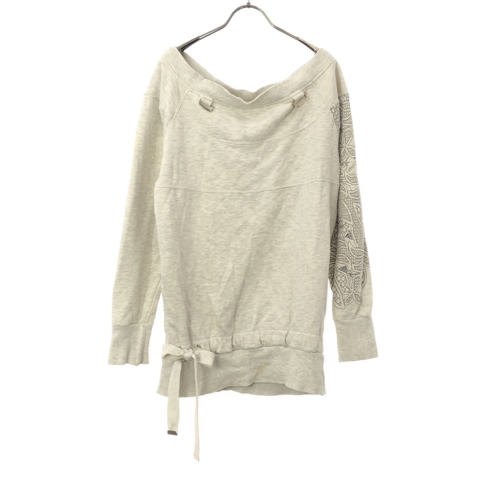 adidas by Stella McCartney アディダスバイステラマッカートニー プリント 長袖 ボートネック スウェット 36 ホワイト系 裏起毛