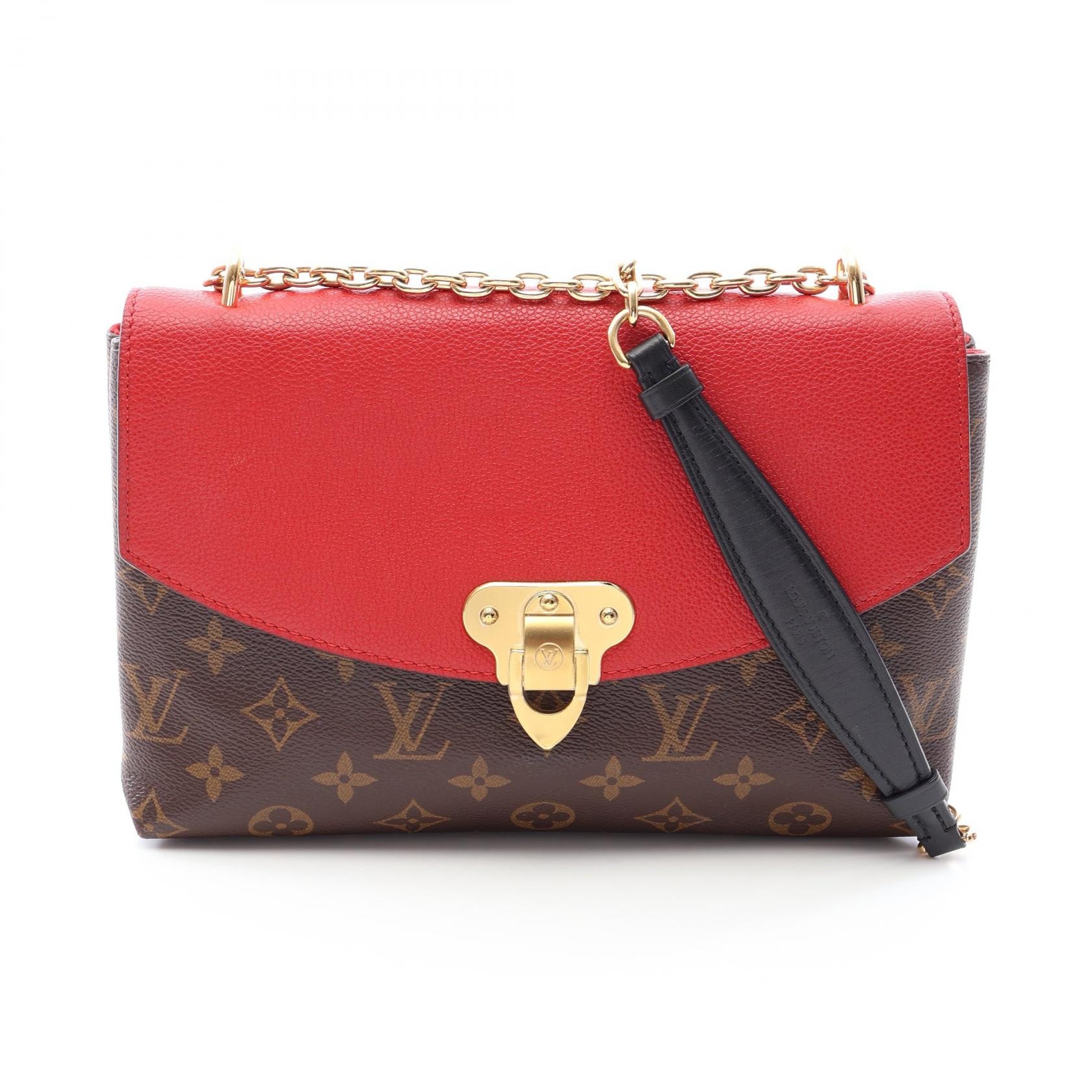 ルイ・ヴィトン LOUIS VUITTON サン プラシード ショルダーバッグ バッグ PVCコーティングキャンバス レザー モノグラム スリーズ レディース ブラウン系 / レッド系 M43713 【中古】