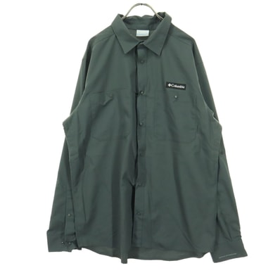 美品 Columbia コロンビア ブランドロゴ 長袖 シャツ L グレー