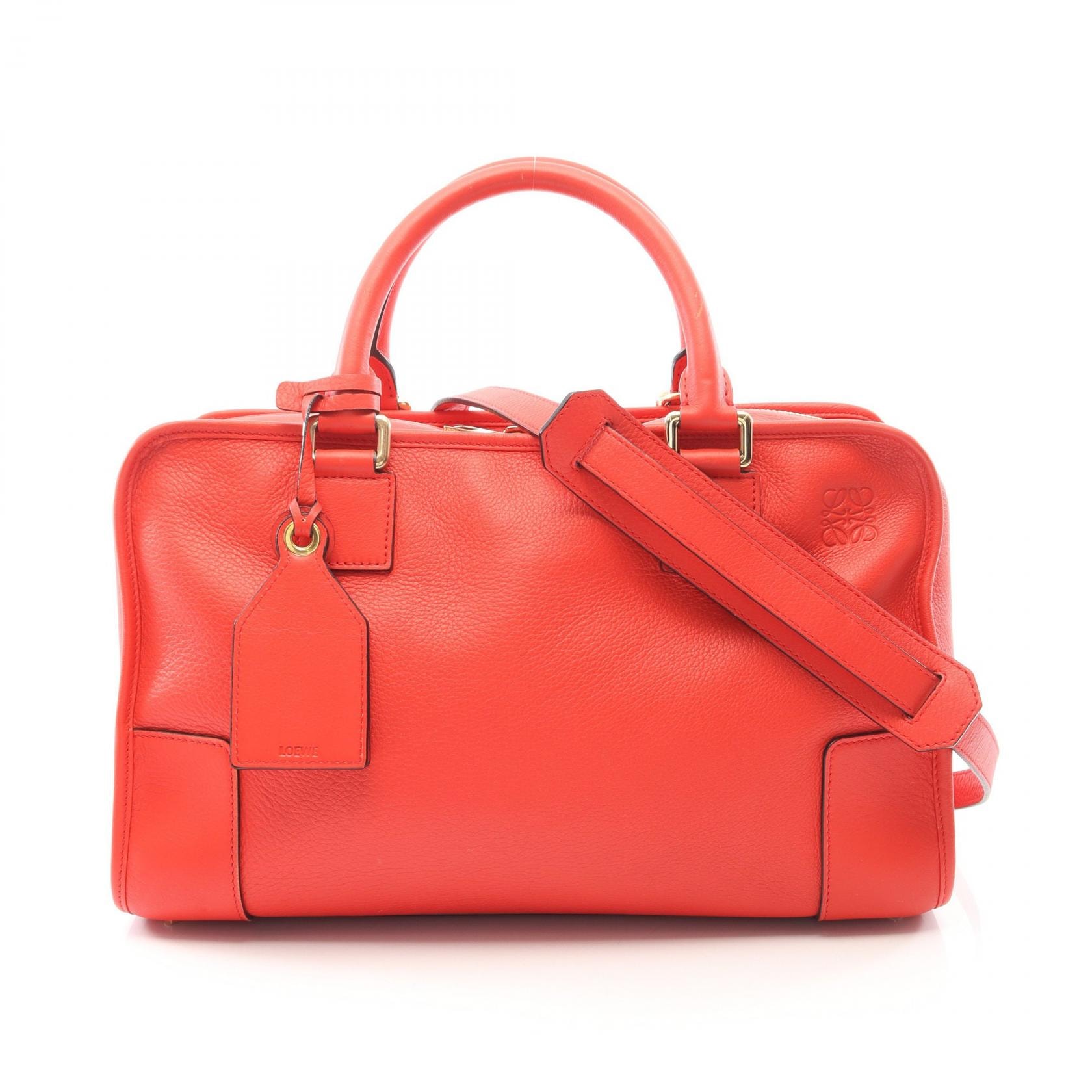 ロエベ LOEWE アマソナ36 ハンドバッグ バッグ レザー レディース レッド系 352 30 N22 【中古】