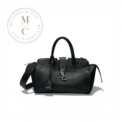 サンローラン SAINT LAURENT ハンドバッグ ブラック シルバー ベイビー ダウンタウンカバス レザー YSLロゴ金具 2way ショルダーバッグ