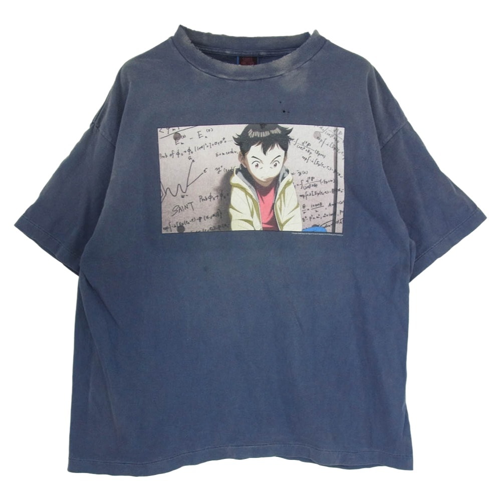 SAINT MICHAEL セントマイケル Tシャツ 24AW SM-YS1-0000-C29 SAINT Mxxxxxx × PLUTO プルートゥ ヴィンテージ加工 プリント Tシャツ 半袖カットソー ネイビー系 XL【中古】