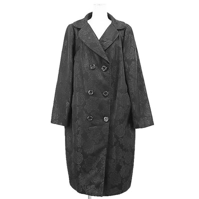 【美品】 ドルチェアンドガッバーナ ダブルブレスト ジャガード 花柄 コート レディース ブラック 40 DOLCE&GABBANA