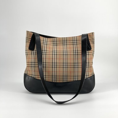 BURBERRY(バーバリー) ノバチェック レザー トートバッグ ベージュ×ブラック