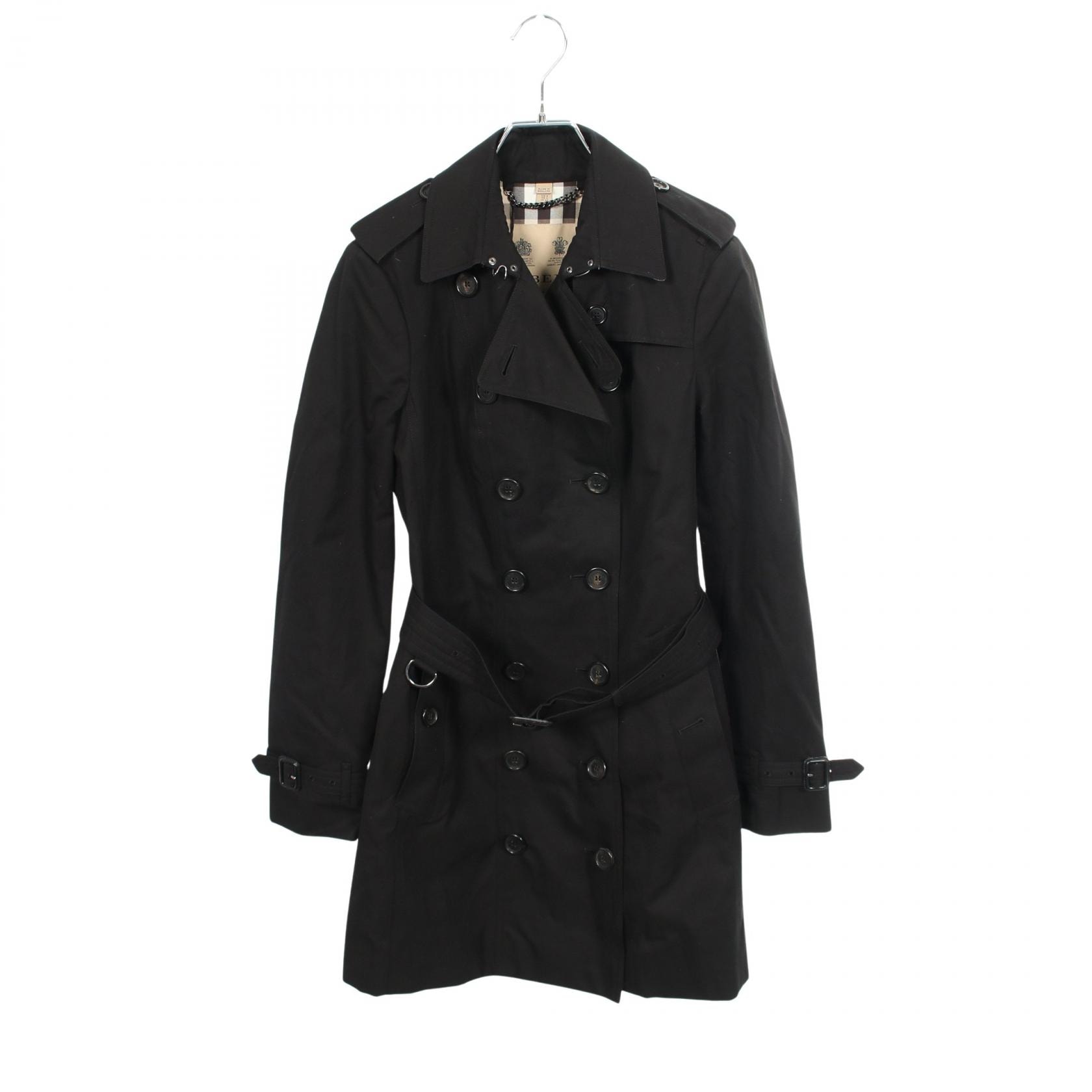 バーバリー BURBERRY Sandringham サンドリンガム トレンチコート 衣料品 アウター コットン レディース ブラック系 3900453 【中古】