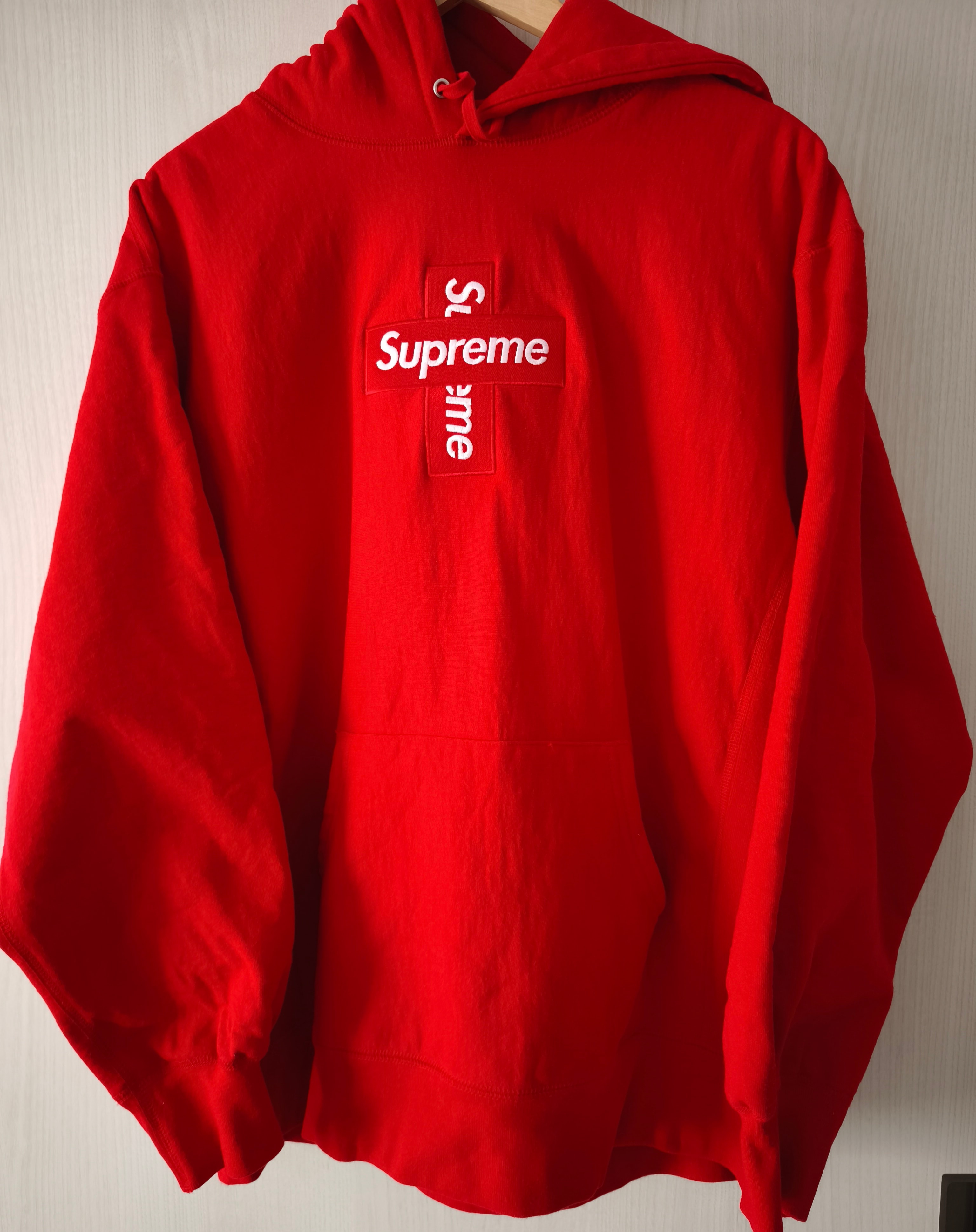 Supreme Cross Box Logo Hooded Sweatshirt "Red"