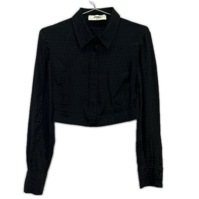 フェンディ ブラック ズッカ柄 FS7994 AJ0Z シルク シャツ 36