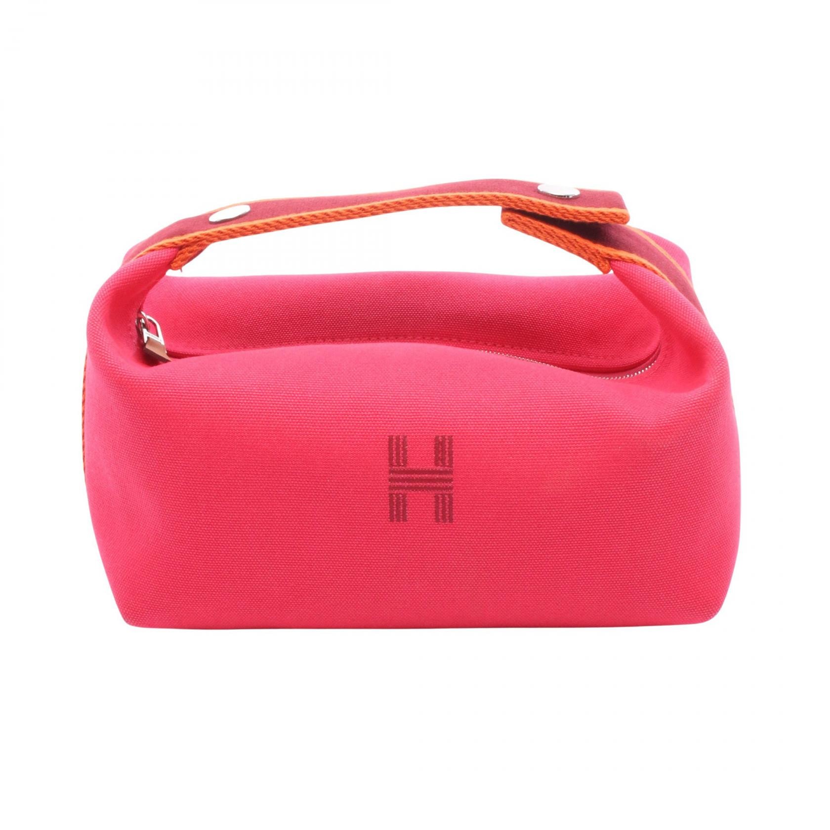 エルメス HERMES ブリッドアブラックPM ハンドバッグ バッグ キャンバス ハイビスカス レディース ピンク系 / ボルドー系 / オレンジ系 【中古】