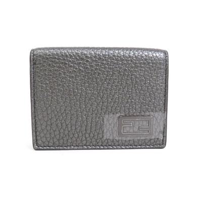 フェンディ FENDI 三つ折り財布 レザー メタリックグレー メンズ 7M0280-AJJ1【中古】 h30267g