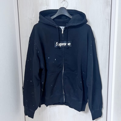 Supreme x MM6 Maison Margiela Box Logo Zip Up Hooded Sweatshirt "Black"