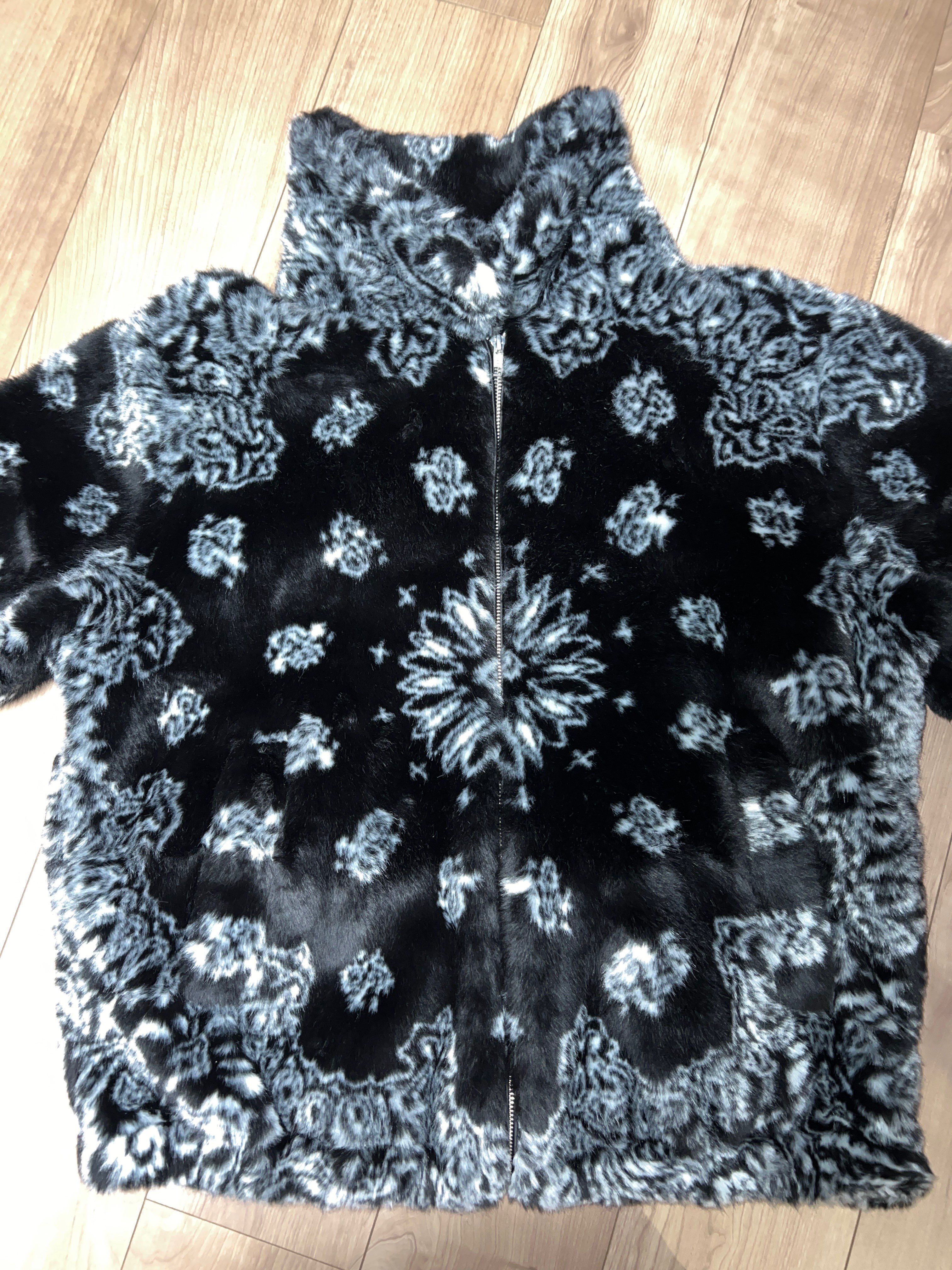 Supreme Bandana Faux Fur Bomber Jacket "Black"