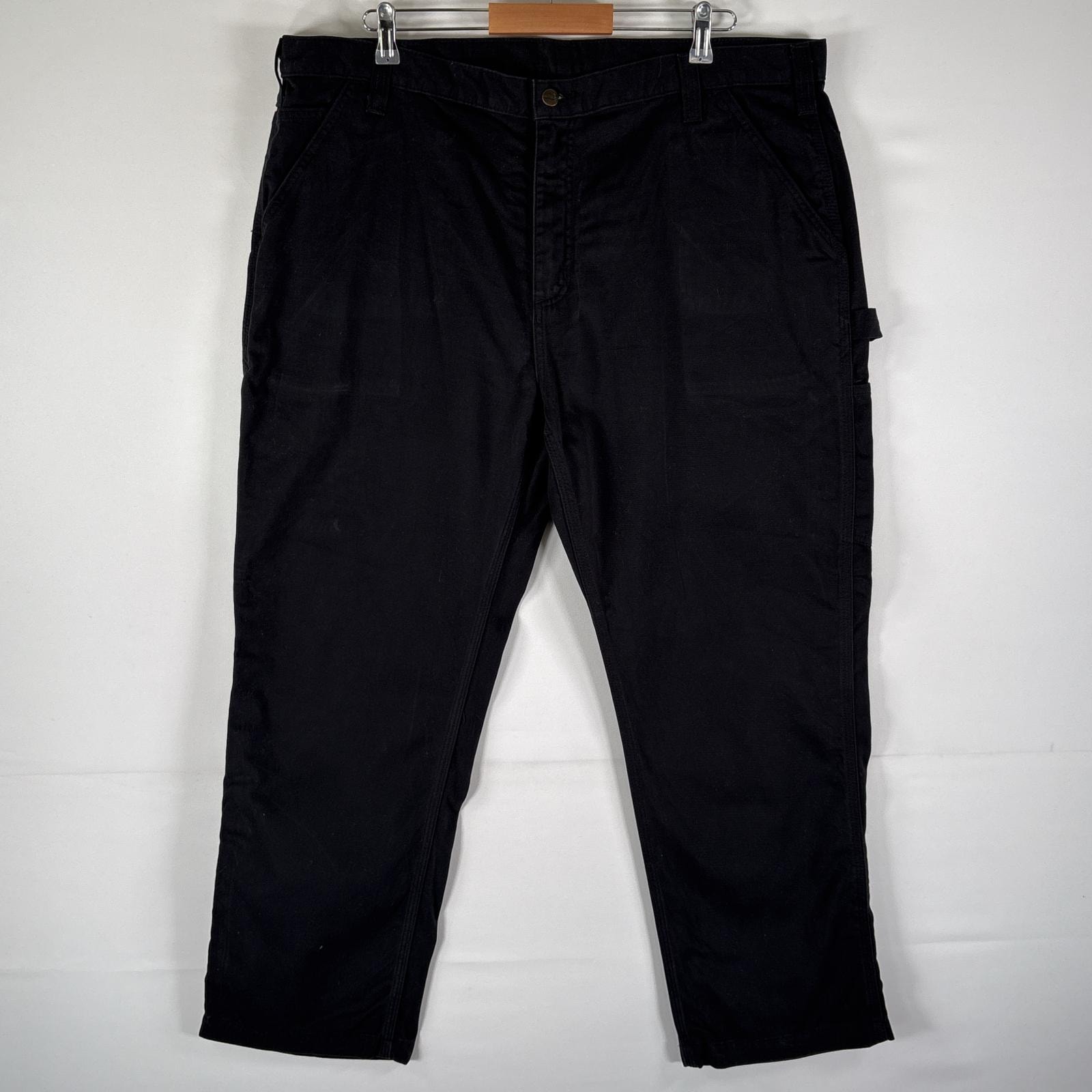 古着 カーハート Carhartt ワークパンツ ペインター ワンポイントロゴ 作業着 ジップ w42 L30  ブラック メンズ