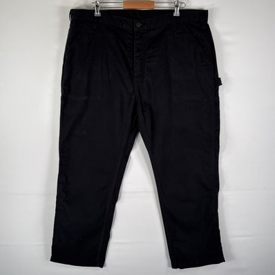 古着 カーハート Carhartt ワークパンツ ペインター ワンポイントロゴ 作業着 ジップ w42 L30 ブラック メンズ