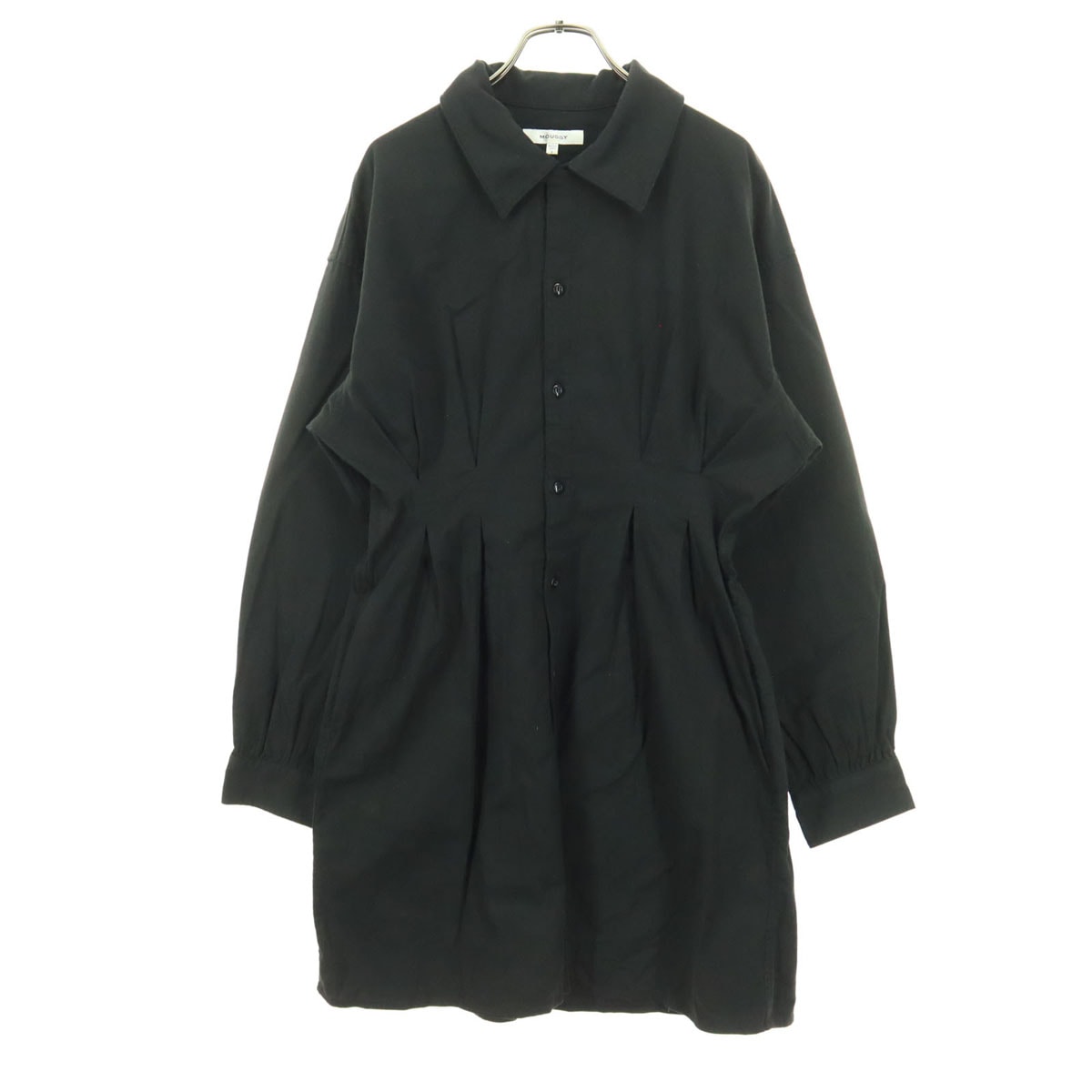 MOUSSY マウジー コットン 長袖 シャツワンピース 2 ブラック