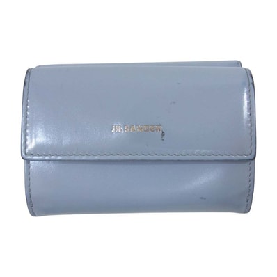 JIL SANDER ジルサンダー 三つ折り財布 ロゴ コンパクトウォレット 三つ折り ミニ財布 ライトブルー系【中古】