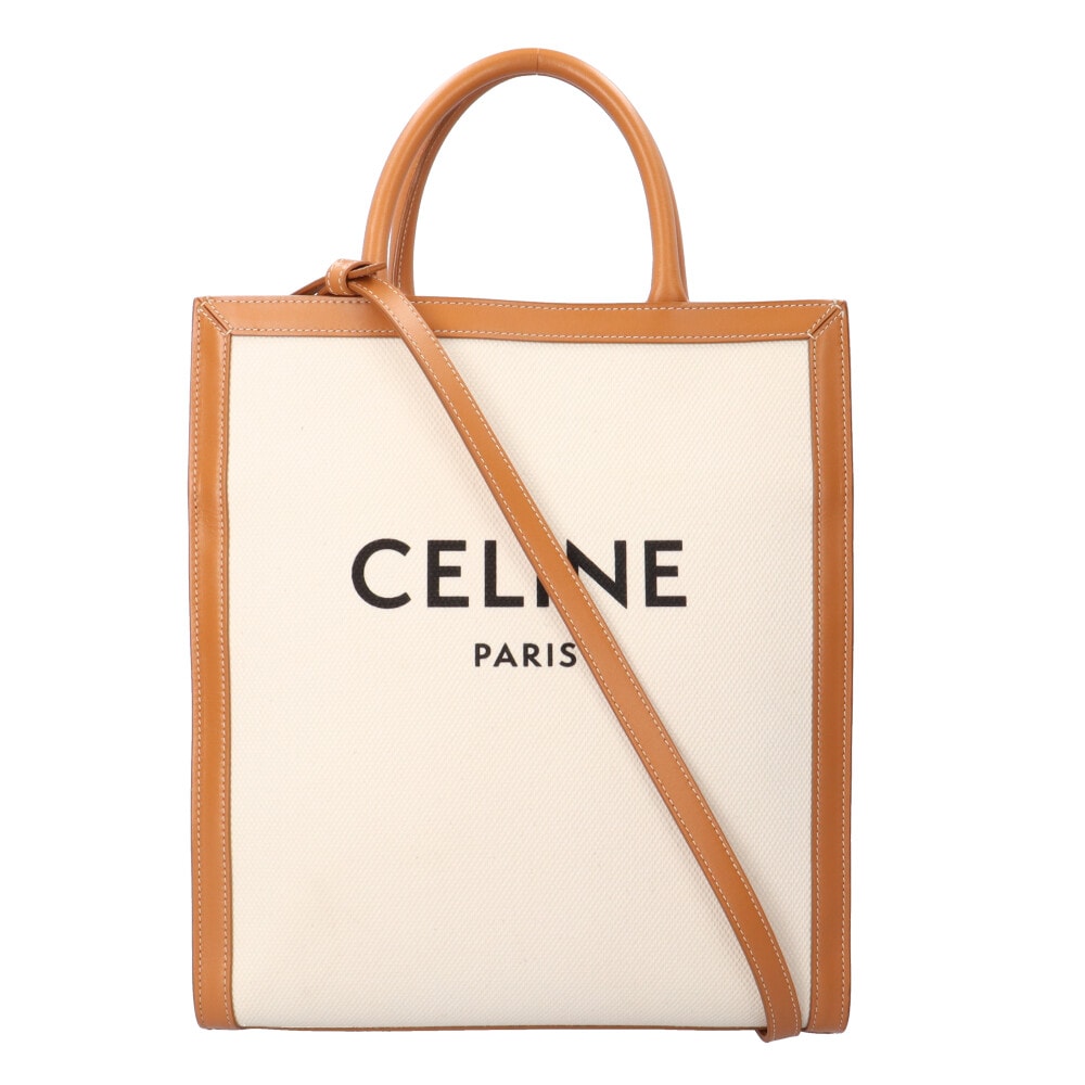 セリーヌ スモール バーティカル カバ ショルダーバッグ キャンバス 192082BNZ.02NT ホワイト レディース CELINE  中古
