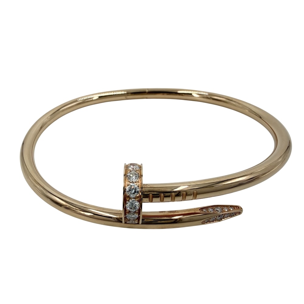 CARTIER カルティエ バングル ブレスレット ジュストアンクル クラシックモデル 釘 18金PG Au750 ジュエリー アクセサリー 17サイズ K18ピンクゴールド    ダイヤモンド レディース 約31.8g 美品【中古品】