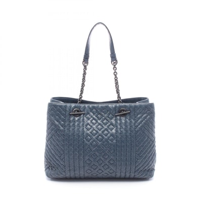 ボッテガヴェネタ BOTTEGA VENETA イントレチャート ショルダーバッグ バッグ レザー レディース ネイビー系 【中古】