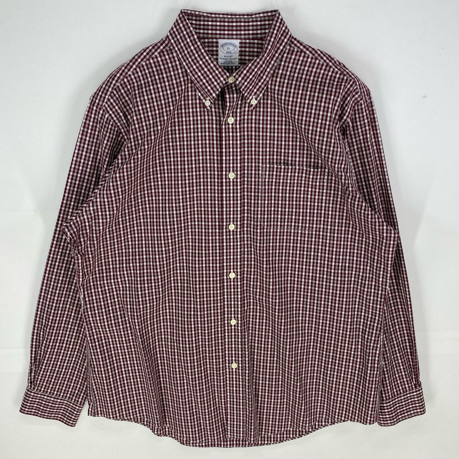 古着 ブルックスブラザーズ Brooks Brothers 長袖シャツ 胸ポケット REGENT ロングスリーブ XL  レッド系 チェック メンズ