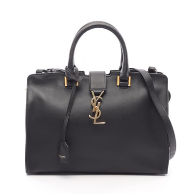 サンローランパリ SAINT LAURENT PARIS カバス スモール モノグラム 2WAY ハンドバッグ バッグ レザー レディース ブラック系 394461 【中古】