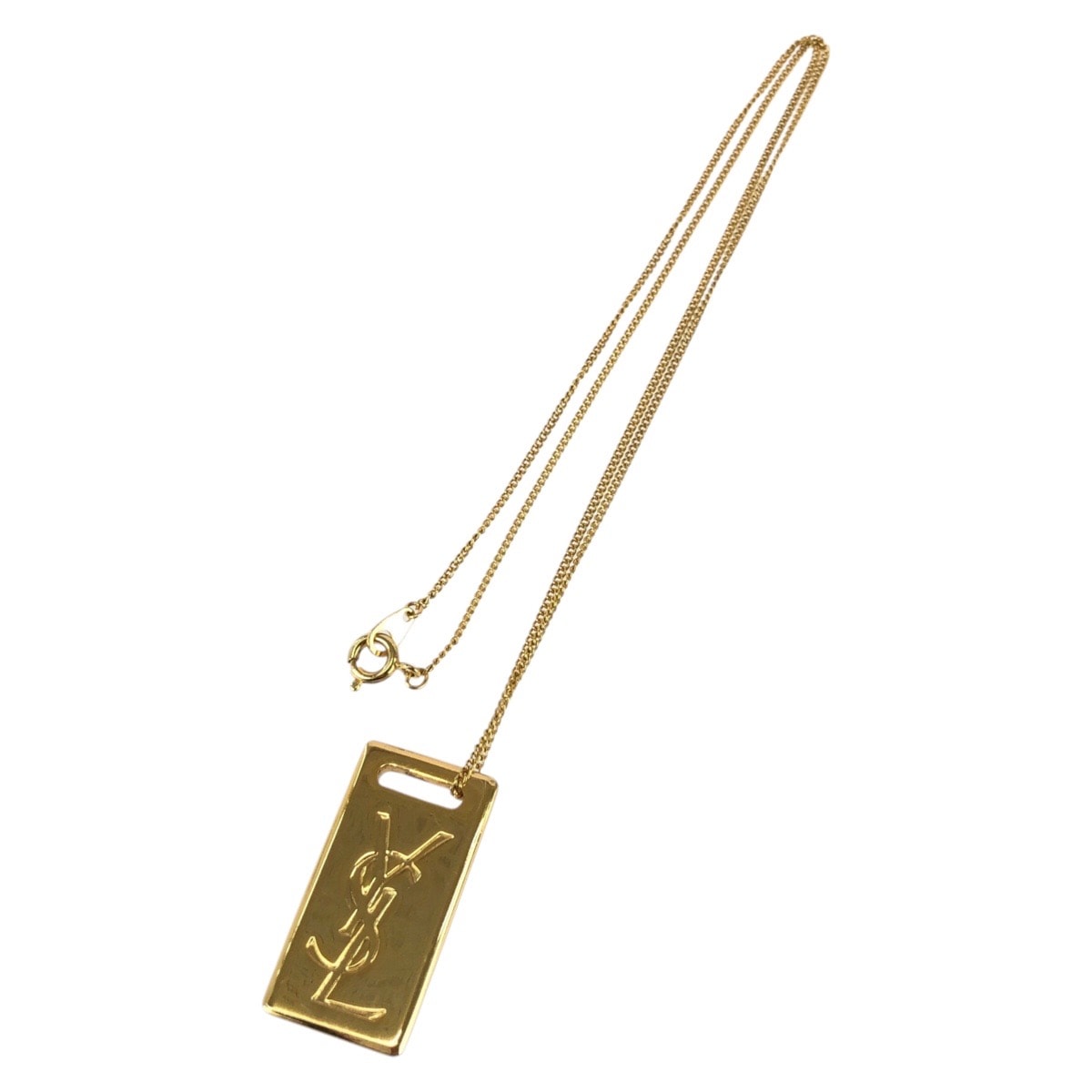 美品 YVES SAINT LAURENT イヴ サンローラン ヴィンテージ YSL ゴールド メッキ メタル/ ネックレス 男女兼用 604043 【中古】