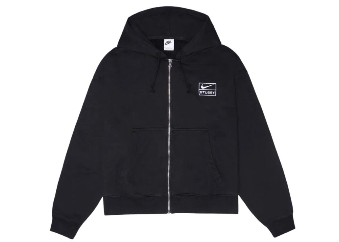 Stussy x Nike Stone Washed Fleece Zip Hoodie "Black" (US Size) FJ9175-010 