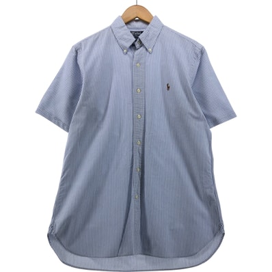 古着 ラルフローレン Ralph Lauren CUSTOM FIT 半袖 ボタンダウン ストライプシャツ メンズM相当/eaa555140