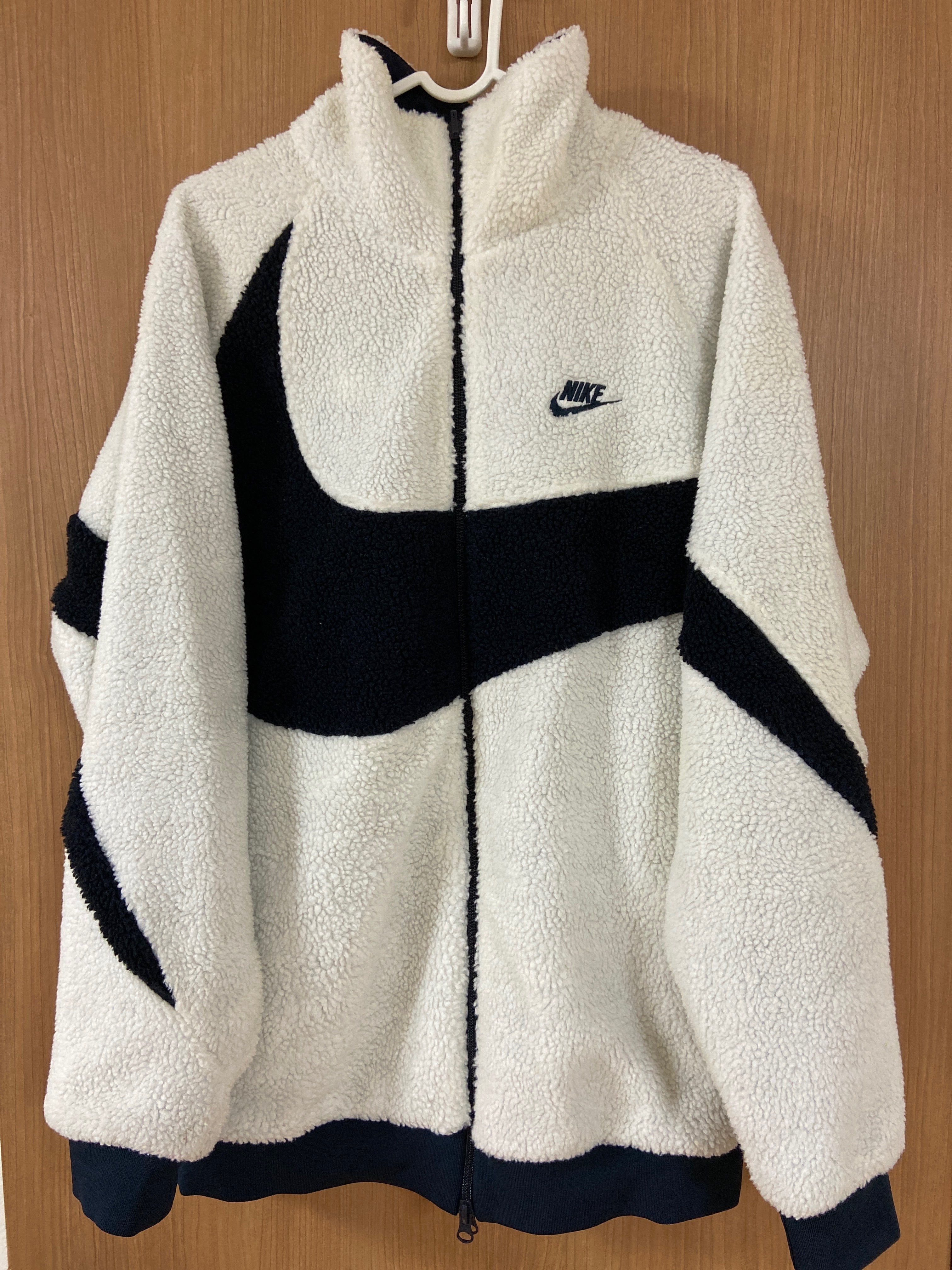 Nike Big Swoosh Reversible Boa Jacket "Sail/Dark Obsidian"