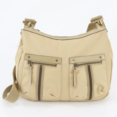 ■美品 グッチ90762 ショルダーバッグ レザー×キャンバス