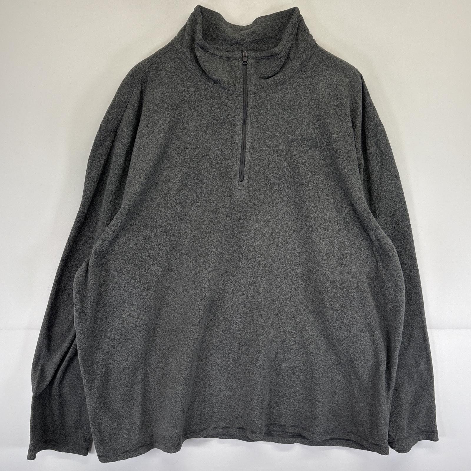 古着 ザ・ノースフェイス THE NORTH FACE ハーフジップフリーストレーナー ワンポイントロゴ刺繍 大きいサイズ アウトドア 14041 グレー系 メンズ
