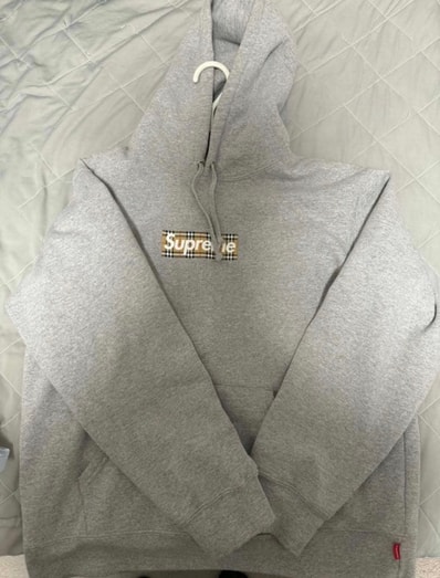 Supreme / Burberry Box Logo Hooded Sweatshirt "Heather Grey"