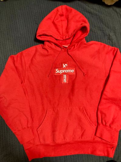 Supreme Cross Box Logo Hooded Sweatshirt "Red"