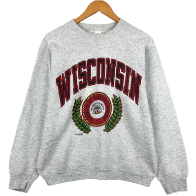 古着 90年代 フルーツオブザルーム FRUIT OF THE LOOM WISCONSIN ウィスコンシン大学 カレッジスウェットシャツ トレーナー USA製 メンズL相当 ヴィンテージ/eaa599790