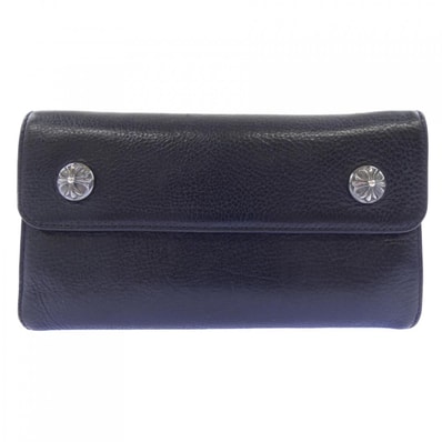 Chrome Hearts Wave Cross Ball Button Leather Wallet "Black/Silver"