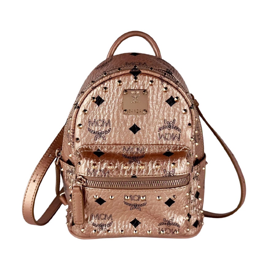 エム シー エム MCM リュック レザー ピンクベージュ レディース【中古】 z10717