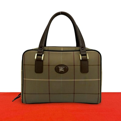 BURBERRY バーバリー シャドーホース ロゴ ノバチェック 柄 キャンバス レザー ハンドバッグ カーキ
40634