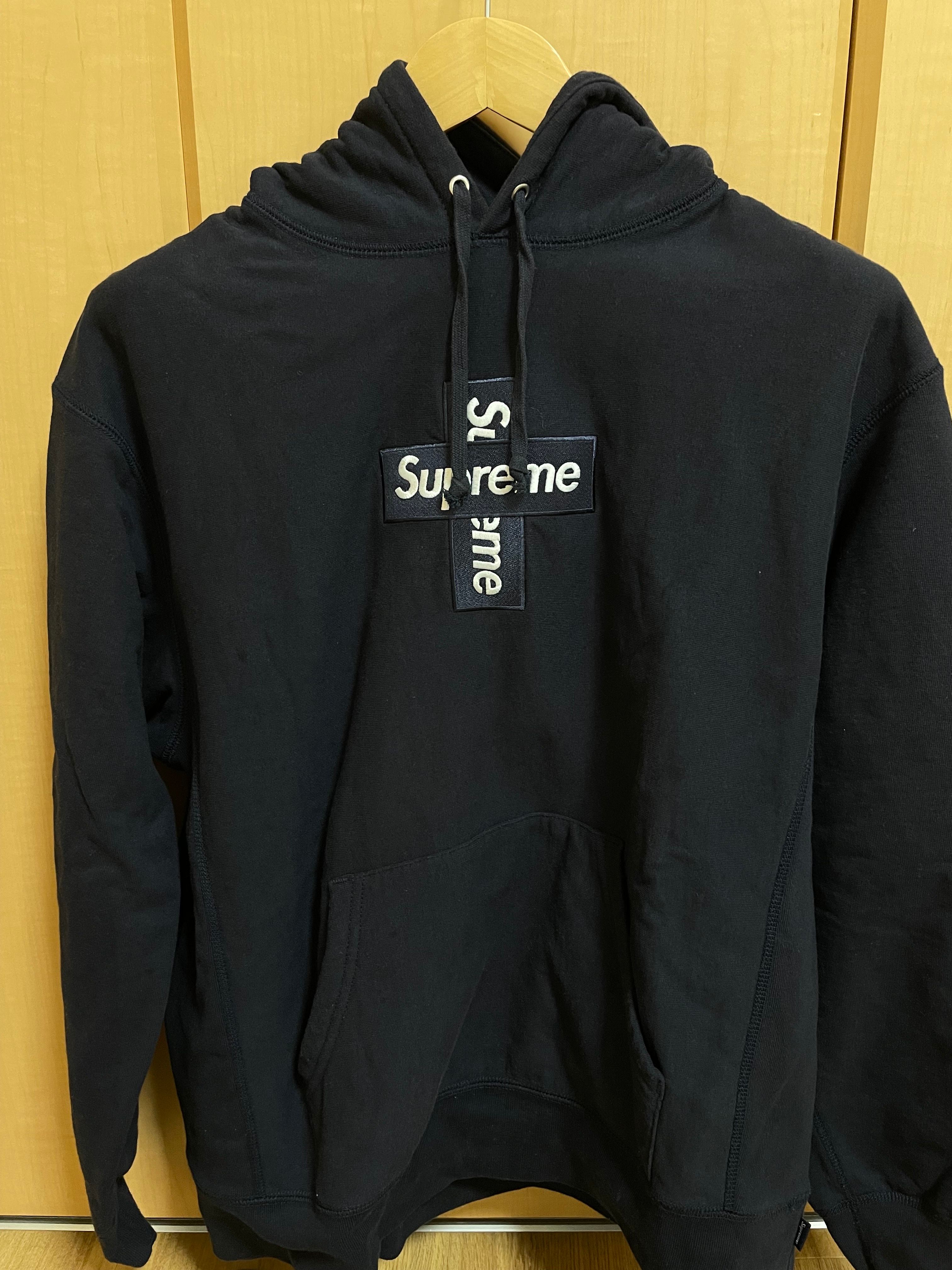 Supreme Cross Box Logo Hooded Sweatshirt "Navy"