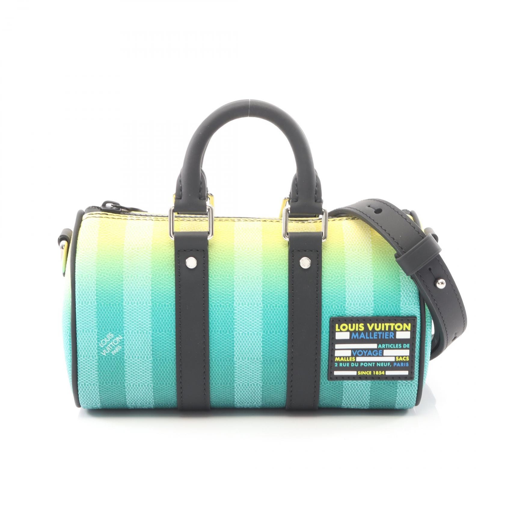 ルイ・ヴィトン LOUIS VUITTON キーポル XS ハンドバッグ バッグ PVCコーティングキャンバス レザー ダミエ・ストライプ レディース グリーン系 / イエロー系 / ブラック系 M59949 【中古】