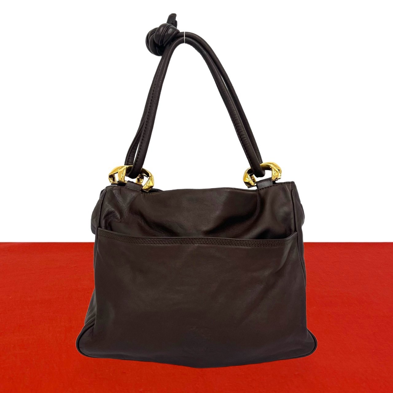LOEWE ロエベ アナグラム ロゴ レザー ハンドバッグ ブラウン
 34285