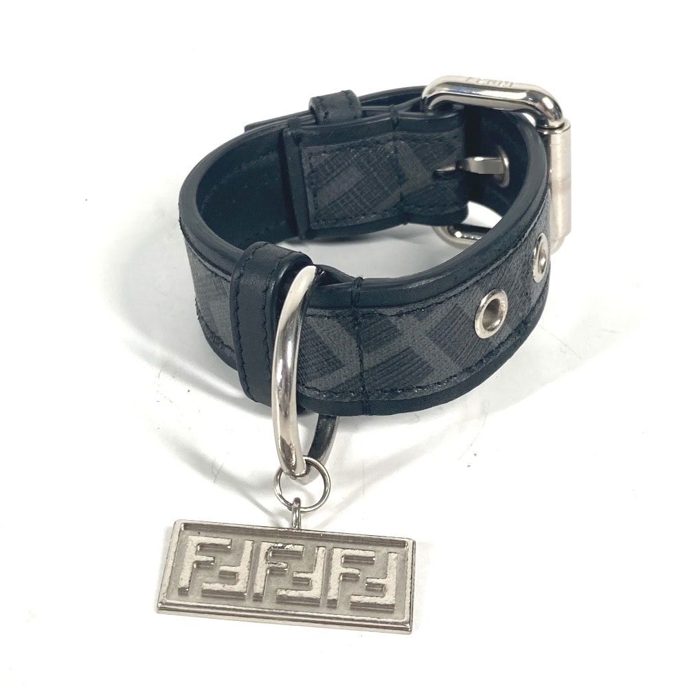 フェンディ FENDI ズッカ ドッグカラー 犬 ペット 8AC016 アクセサリー ワンちゃん 首輪 レザー ブラック