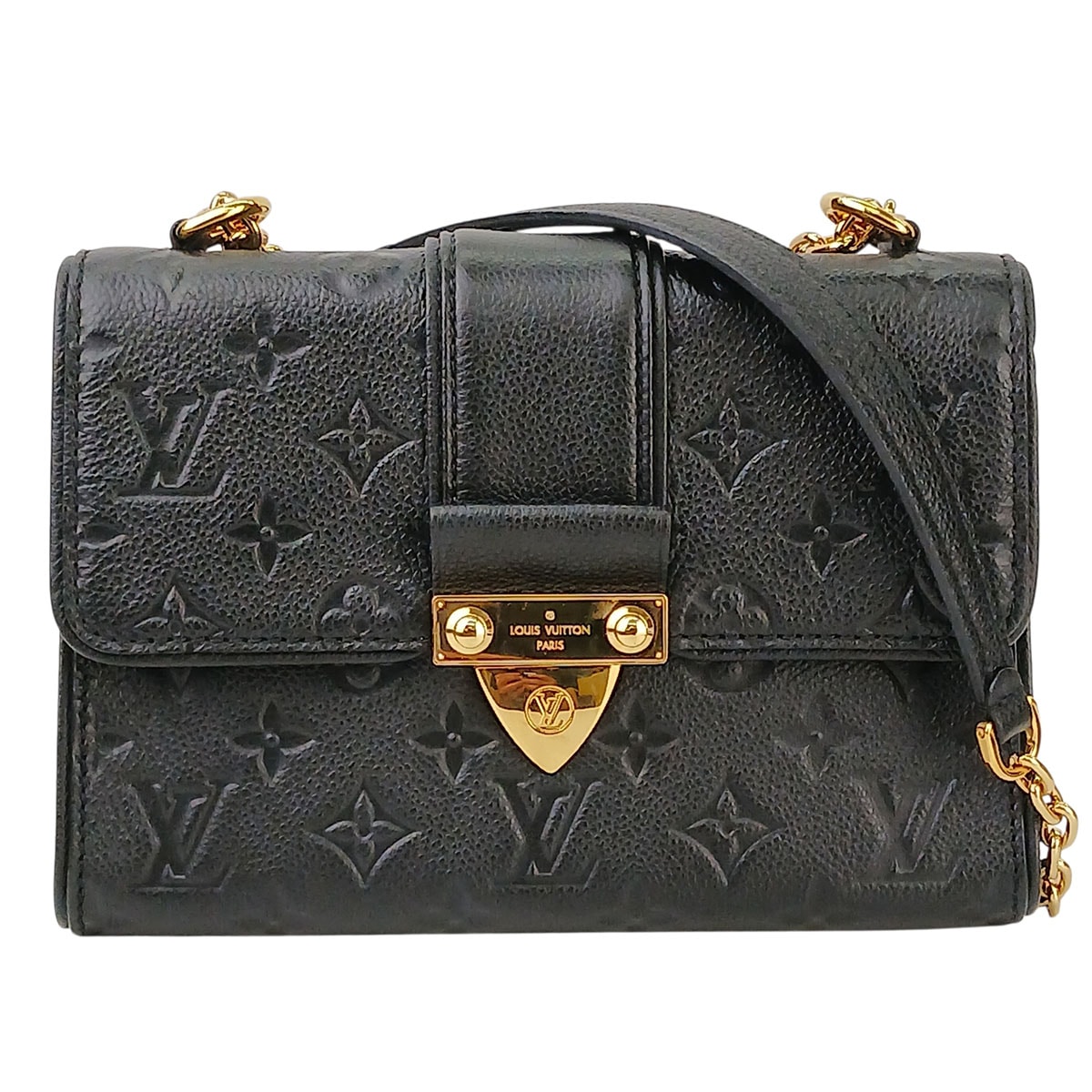 LOUIS VUITTON ルイ・ヴィトン サンシュルピスPM チェーンショルダー ショルダーバッグ M43392 モノグラムアンプラント ブラック ゴールド  レディース【中古】