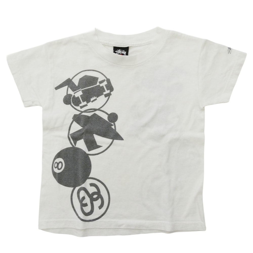 STUSSY ステューシー Tシャツ 90s 00s Old オールド マルチロゴ 半袖 Tシャツ カットソー キッズ ホワイト ホワイト系 S【中古】
