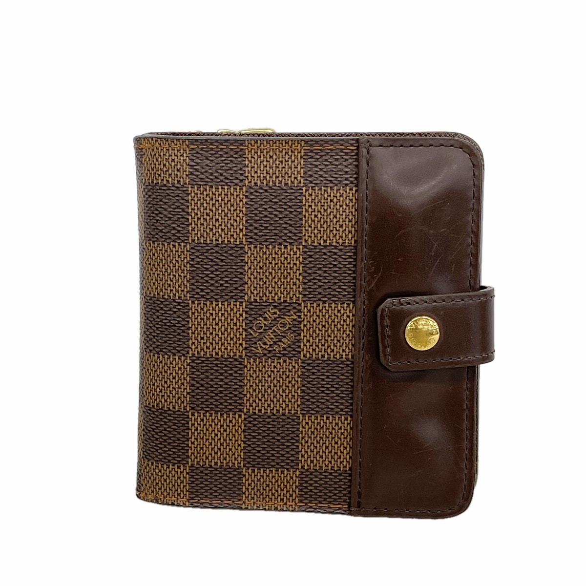 【6ib1333】ルイヴィトン 財布 ダミエ コンパクトジップ N61668 エベヌ【中古】レディース