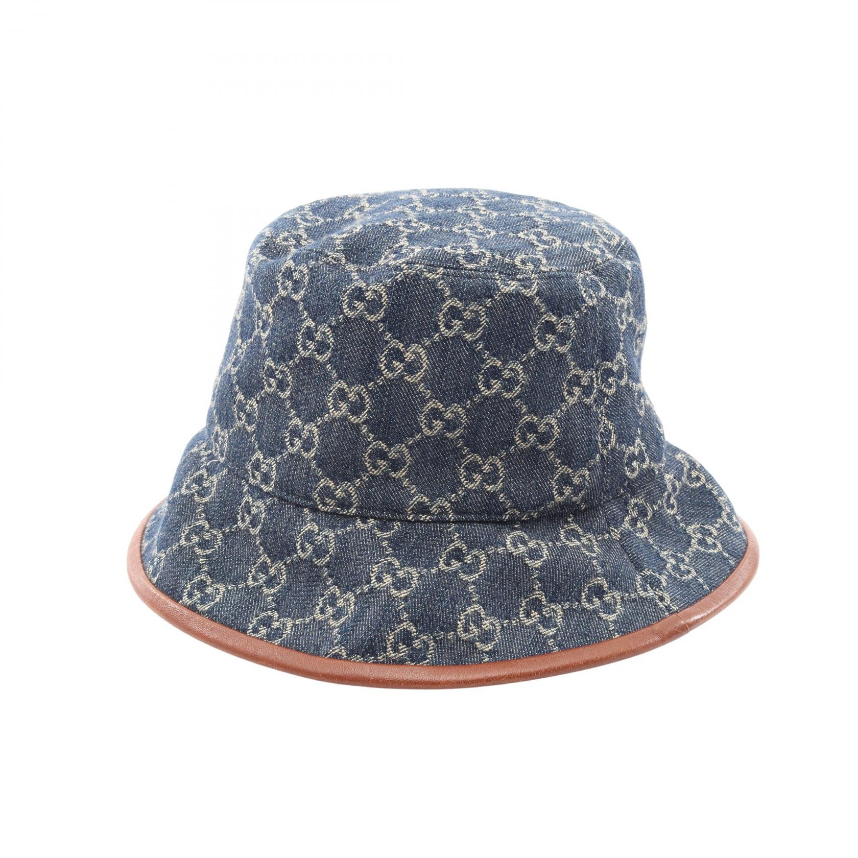 グッチ GUCCI GG柄 バケット ハット 帽子 コットン メンズ レディース ネイビー系 / ブラウン系 576371 【中古】