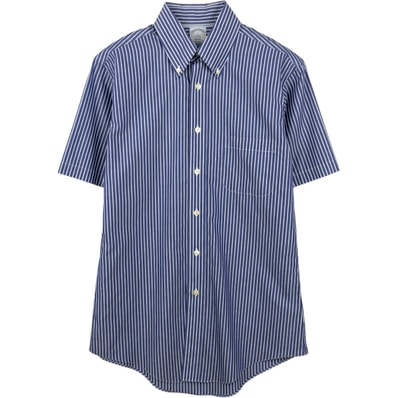 古着 ブルックスブラザーズ Brooks Brothers 1818 半袖ボタンダウンストライプシャツ メンズS相当/eaa641013