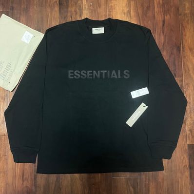 FEAR OF GOD ESSENTIALS 3D Silicon Applique Boxy Long Sleeve T-Shirt "Black"