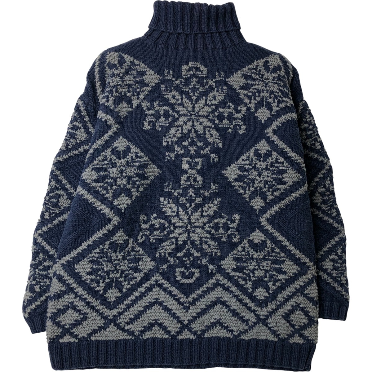 古着 90年代 ギャップ GAP オールドギャップ 総柄 スノー柄 雪柄 タートルネック コットンニットセーター メンズM相当 ヴィンテージ/eaa615164