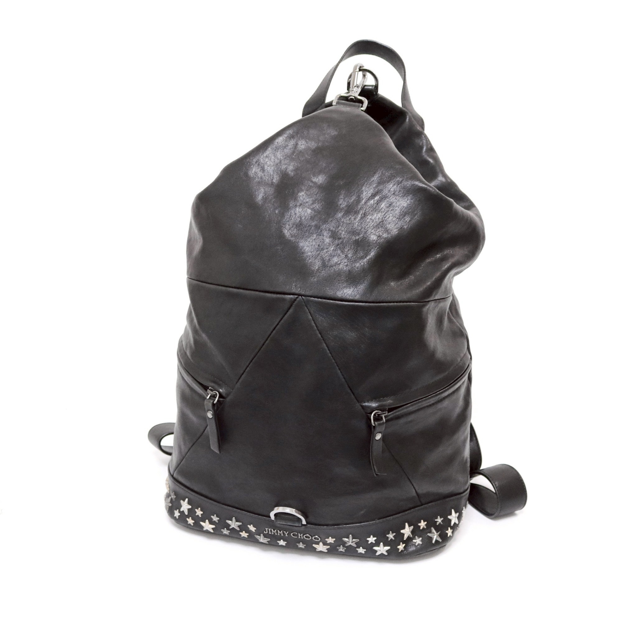 【美品】ジミーチュウ フィッツロイ リュック スター スタッズ レザー 黒
