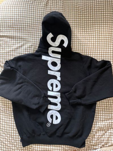 Supreme Satin Applique Hooded Sweatshirt "Black" (24FW)
